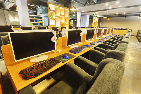 Modern internet cafe interior