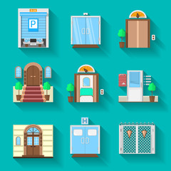Flat icons collection for entrance doors