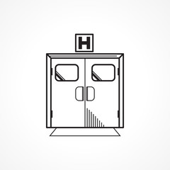 Black line icon for hospital entrance door