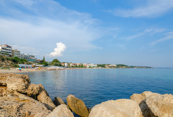 Greece, Nea Kallikratia, views of the coast from the old pier