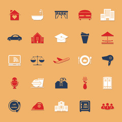 Hospitality business classic color icons with shadow