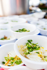 Rice noodle in foam bowl