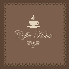 Vector background with a cup in brown tones