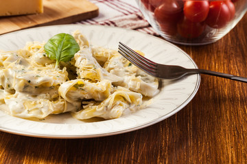 Italian tortellini in cream sauce