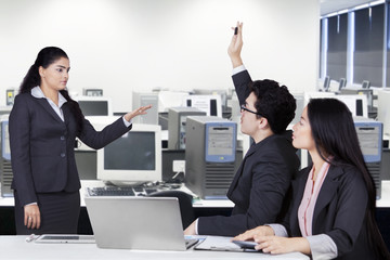 Female worker lead a meeting in office