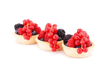 Fresh ripe berries in tartlets