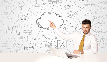 Business man with business concept background