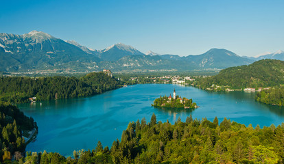 Lake Bled, view from above, Slovenia.