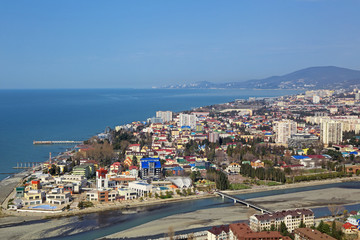 Fototapeta na wymiar Adler district, Sochi cityscape, top view