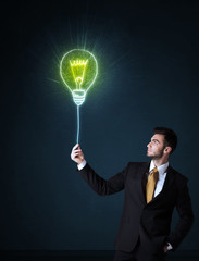 Businessman with an idea bulb