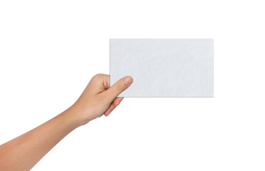 Hand of Female Holding a Blank paper