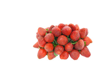 Pile strawberries isolated on a white background