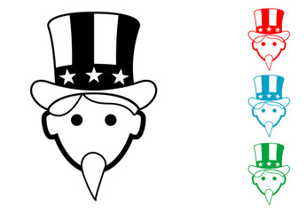 Pictograma icono Tio Sam en varios colores