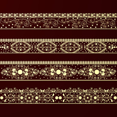 Beautiful floral decorated border on brown background.