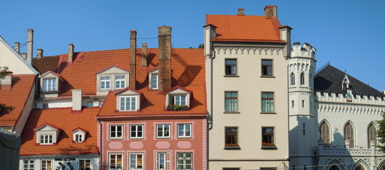 Red roofs, dormers and chimneys (Riga, Latvia)