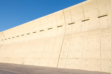 High concrete wall at seaside for protect tsunami big wave