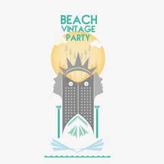 icons vintage beach party poster background