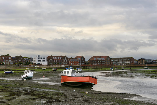 boats aground at Emsworth, Hampshire