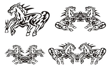 Tribal running horse symbols