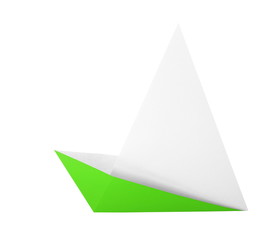 green origami boat