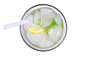 Drink with ice in a glass