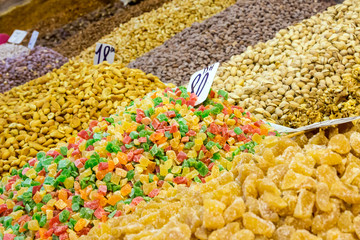 Assortment of candied fruits and nuts in Morocco