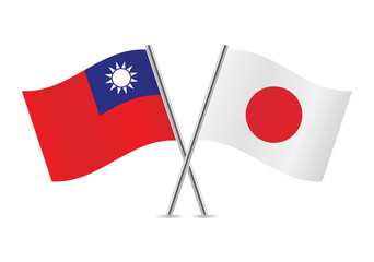 Japanese and Taiwanese flags. Vector illustration.