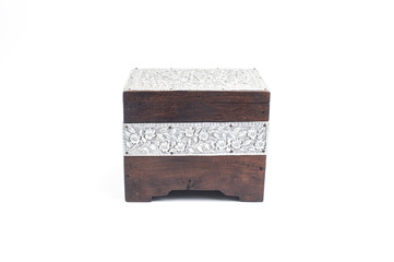 Wooden box decorate by silver
