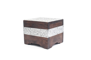 Wooden box decorate by silver