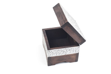 Wooden box decorate by silver