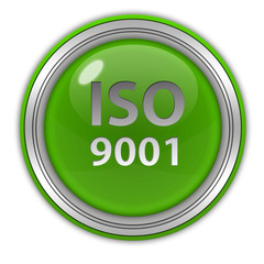 Iso 9001 circular icon on white background