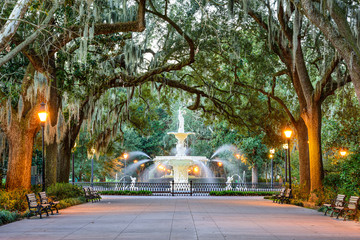 Fototapeta Forsyth Park in Savannah, Georgia, USA obraz
