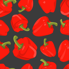 Seamless background with red peppers  in flat design