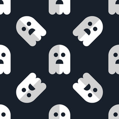 Seamless pattern white ghosts halloween background