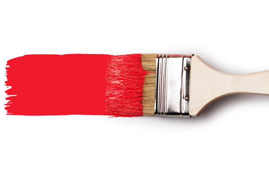 A Clip Art Cartoon Of A Paintbrush With Red Streak Of Paint High-Res Vector  Graphic - Getty Images