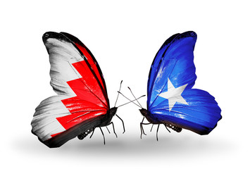 Two butterflies with flags Bahrain and Somalia