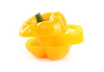 sliced yellow sweet pepper isolated on white background