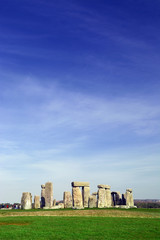 Stonehenge over the blue sky taken in Wiltshire, England