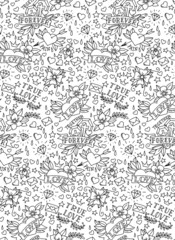 Obraz premium Hand drawn Valentine's day tattoo pattern