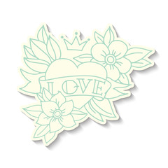 Hand drawn old school tattoo heart sticker