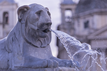 Obraz premium The lion fountain on Piazza del Popolo in Rome, Italy.