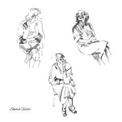 Fototapeta na wymiar Sketches of Women