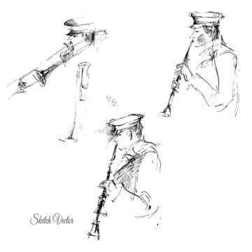 Sketch of flutist