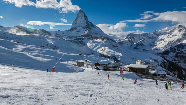 Zermatt Ski Resort and Matternhorn Peak, Time-lapse, Zermatt
