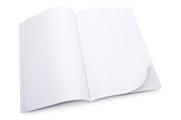 Blank open magazine isolated on white with a clipping path