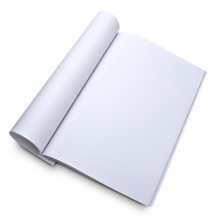 Blank open magazine isoalated on white with a clipping path