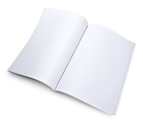 Blank open magazine isoalated on white with a clipping path