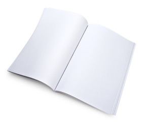 Blank open magazine isoalated on white with a clipping path