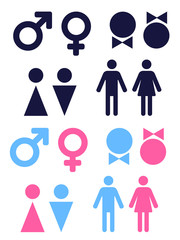 set of vector icons symbolizing male and female persons