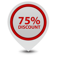 Discount 75 pointer icon on white background